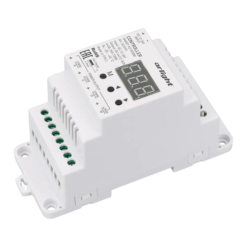 Контроллер SMART-K3-RGBW (12-36V, 4x5A, DIN, 2.4G) (Arlight, IP20 Пластик, 5 лет) - Изображение