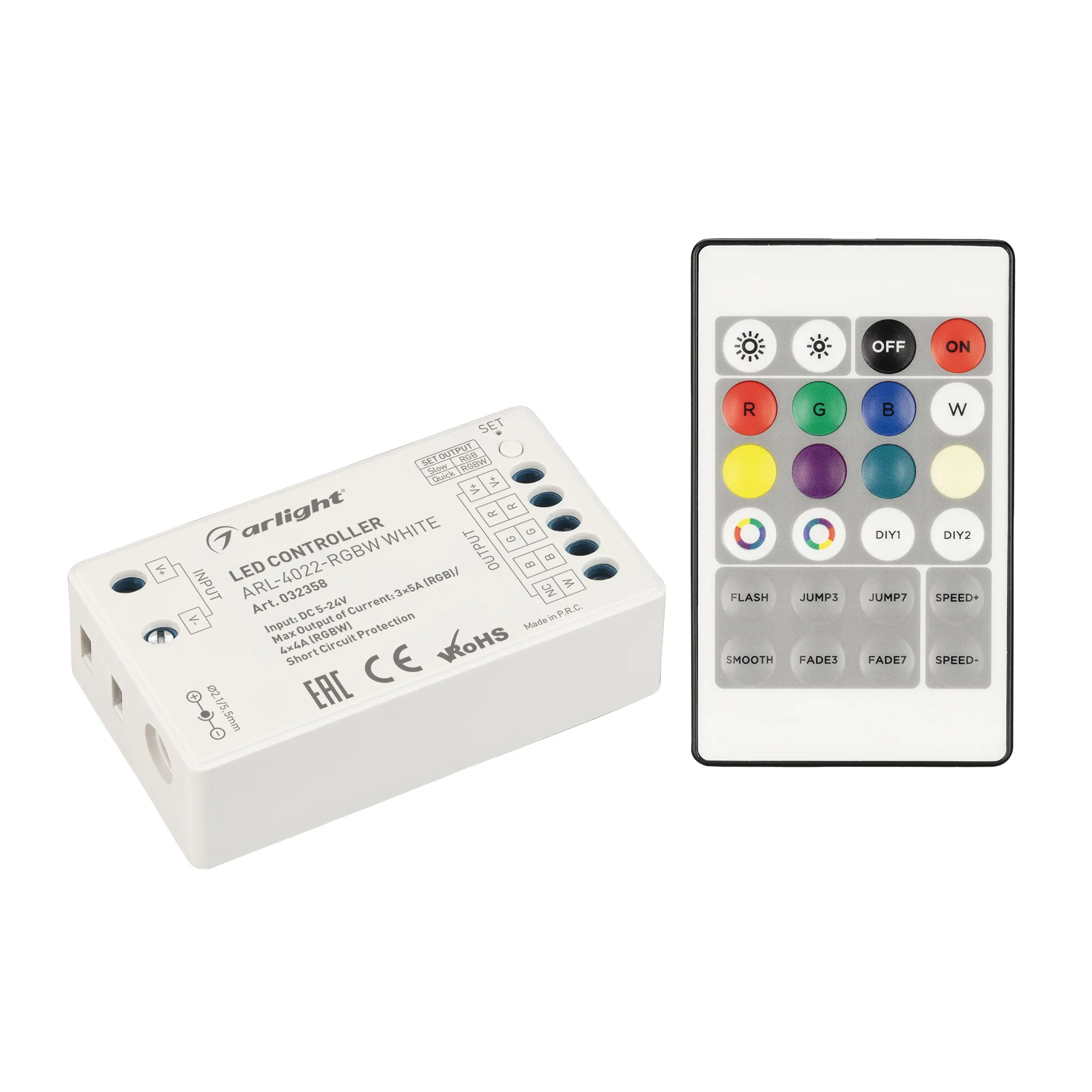 Контроллер ARL-4022-RGBW White (5-24V, 4x4A, ПДУ 24кн, RF) (Arlight, IP20 Пластик, 3 года) - Изображение