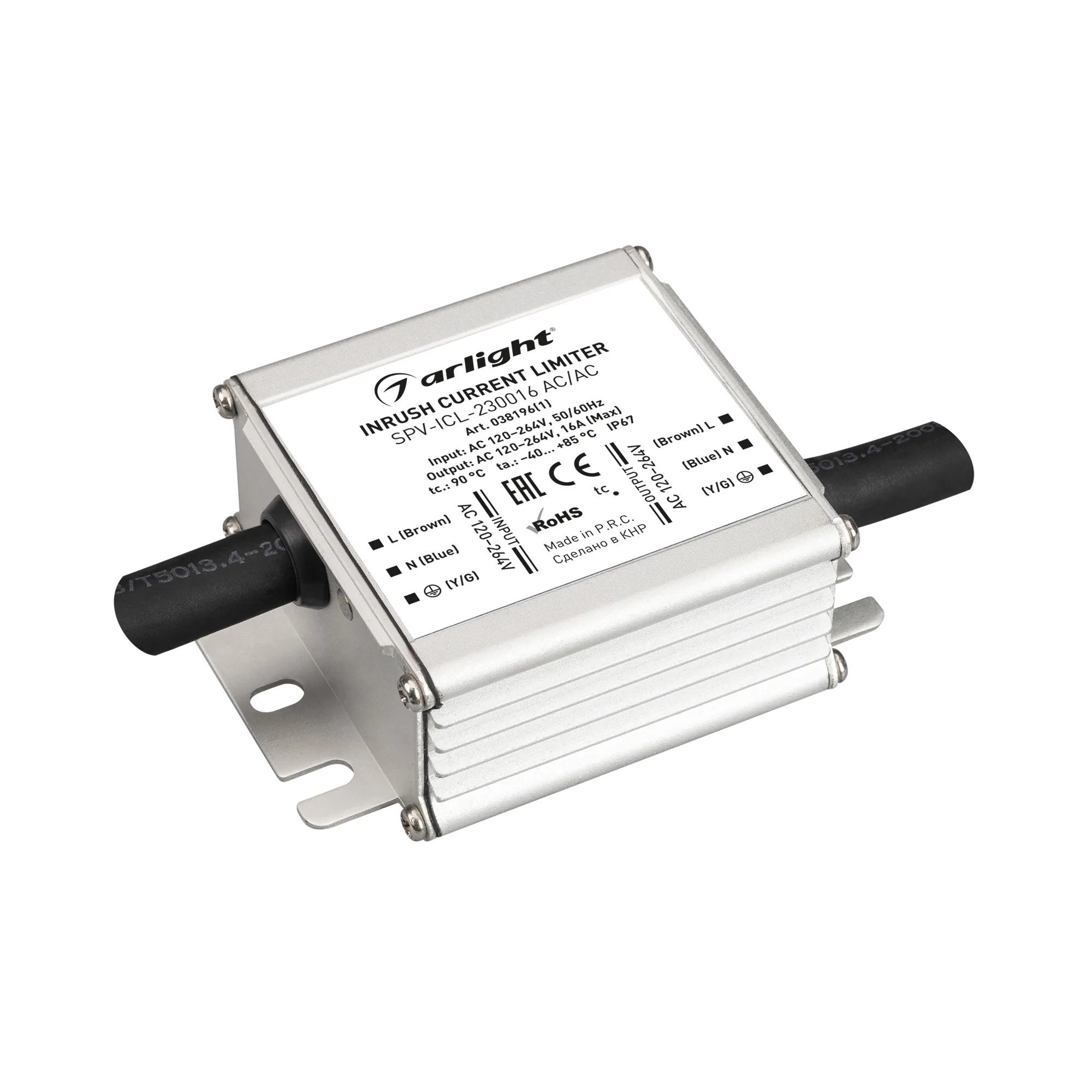 Ограничитель пускового тока SPV-ICL-230016 AC/AC (120-264V, 16A) (Arlight, IP67 Металл, 5 лет) - Изображение