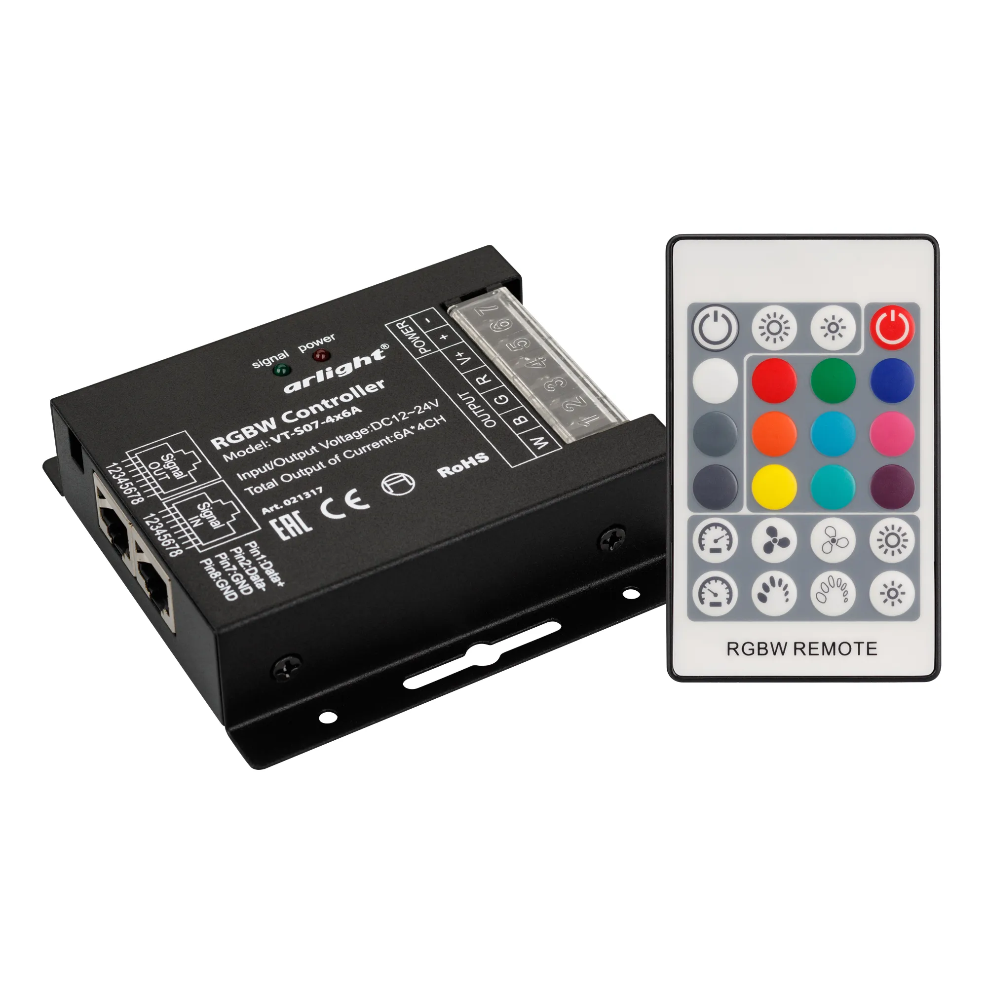 Контроллер VT-S07-4x6A (12-24V, ПДУ 24 кн, RF) (Arlight, IP20 Металл, 3 года) - Изображение